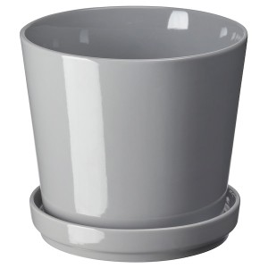 IKEA CITRUSFRUKT plant pot with saucer, indoor/outdoor gray, 6 in, Ikea Ireland | 9705UIXZM