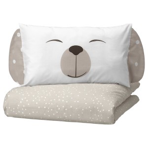 IKEA DRÖMSLOTT 3-piece bedlinen set for crib, 27 ½x52 in Puppy Pattern / Beige, Ikea Ireland | 6587ARMUV