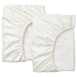 IKEA DRÖMSLOTT crib fitted sheet, 28x52 in, 2 pack Dot Pattern Green / Multicolor, Ikea Ireland | 3257PKJCA