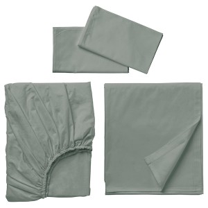 IKEA DVALA sheet set, King Gray / Green, Ikea Ireland | 1483MRXHB