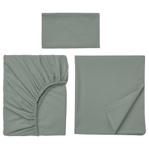 IKEA DVALA sheet set, Twin Gray / Green, Ikea Ireland | 4965EDNZC