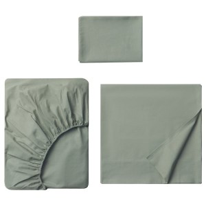 IKEA DVALA sheet set, Twin Gray / Green, Ikea Ireland | 5781DOUPT
