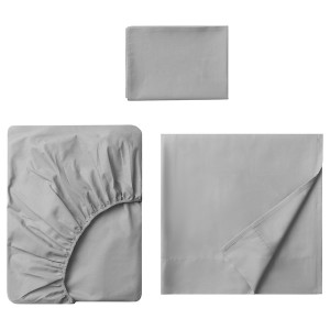 IKEA DVALA sheet set, Twin Light Gray, Ikea Ireland | 7253NRLCB