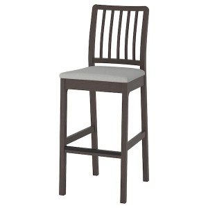IKEA EKEDALEN Bar stool with backrest, dark brown, Orrsta light gray, Width: 17 3/4 in. Order here!, Ikea Ireland | 6182PRAIV