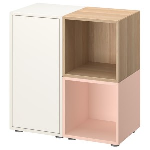 IKEA EKET storage combination with feet, 27 1/2x13 3/4x28 3/8 in White / Pale Pink / White Stained Oak Effect, Ikea Ireland | 4267OGEJC
