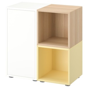 IKEA EKET storage combination with feet, 27 1/2x13 3/4x28 3/8 in White / Stained Oak Effect Pale Yellow, Ikea Ireland | 3456IPMCJ