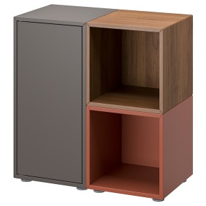 IKEA EKET storage combination with feet, 27 1/2x13 3/4x28 3/8 in Dark Gray / Walnut Effect Red / Brown, Ikea Ireland | 1864LKAQJ