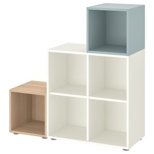 IKEA EKET storage combination with feet, 41 3/8x13 3/4x42 1/8 in White / White Stained Oak Effect Light Gray / Blue, Ikea Ireland | 2475AEKPY