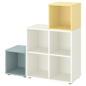 IKEA EKET storage combination with feet, 41 3/8x13 3/4x42 1/8 in White Light Gray / Blue / Pale Yellow, Ikea Ireland | 3065WKZHF