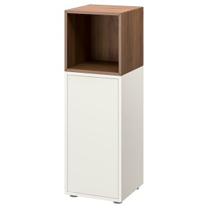 IKEA EKET storage combination with feet, 13 3/4x13 3/4x42 1/8 in White / Walnut Effect, Ikea Ireland | 0674MJUGX