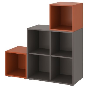 IKEA EKET storage combination with feet, 41 3/8x13 3/4x42 1/8 in Dark Gray / Red / Brown, Ikea Ireland | 2179MQBKW