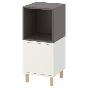 IKEA EKET storage combination with legs, 13 3/4x13 3/4x31 1/2 in White Dark Gray / Wood, Ikea Ireland | 3458KCQXZ