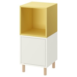 IKEA EKET storage combination with legs, 13 3/4x13 3/4x31 1/2 in White Pale Yellow / Wood, Ikea Ireland | 5034GICQX