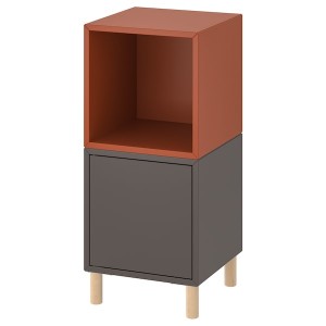 IKEA EKET storage combination with legs, 13 3/4x13 3/4x31 1/2 in Dark Gray Red / Brown / Wood, Ikea Ireland | 1539OMNHP