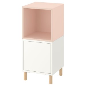 IKEA EKET storage combination with legs, 13 3/4x13 3/4x31 1/2 in White Pale Pink / Wood, Ikea Ireland | 4136ZSMHL