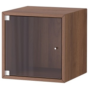 IKEA EKET wall cabinet with glass door, 13 3/4x13 3/4x13 3/4 in Brown Walnut Effect, Ikea Ireland | 8173TIVDA