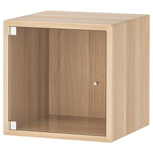 IKEA EKET wall cabinet with glass door, 13 3/4x13 3/4x13 3/4 in White Stained Oak Effect, Ikea Ireland | 7128YCPUZ