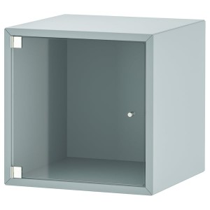 IKEA EKET wall cabinet with glass door, 13 3/4x13 3/4x13 3/4 in Light Gray / Blue, Ikea Ireland | 3187DKUQX