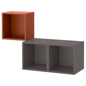IKEA EKET wall-mounted cabinet combination, 41 3/8x13 3/4x27 1/2 in Red / Brown / Dark Gray, Ikea Ireland | 9016BLDXO