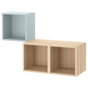 IKEA EKET wall-mounted cabinet combination, 41 3/8x13 3/4x27 1/2 in Light Gray / Blue / White Stained Oak Effect, Ikea Ireland | 6935OFBTS