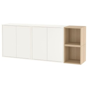 IKEA EKET wall-mounted cabinet combination, 68 7/8x13 3/4x27 1/2 in White / White Stained Oak Effect, Ikea Ireland | 4670KQEZN