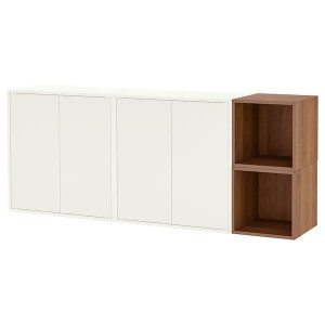 IKEA EKET wall-mounted cabinet combination, white/walnut effect, 68 7/8x13 3/4x27 1/2 in, Ikea Ireland | 1798VDXBS