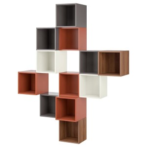 IKEA EKET wall-mounted cabinet combination, 68 7/8x13 3/4x82 5/8 in Walnut Effect, Ikea Ireland | 4590NDLSB