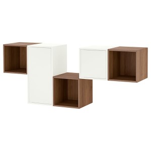 IKEA EKET wall-mounted cabinet combination, white/walnut effect, 68 7/8x13 3/4x27 1/2 in, Ikea Ireland | 6275EYNBZ