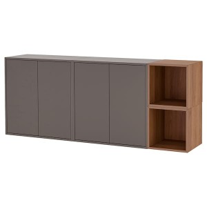 IKEA EKET wall-mounted cabinet combination, 68 7/8x13 3/4x27 1/2 in Dark Gray / Walnut Effect, Ikea Ireland | 7856QWPFE