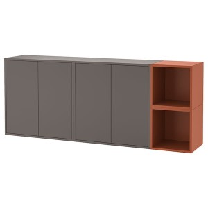 IKEA EKET wall-mounted cabinet combination, 68 7/8x13 3/4x27 1/2 in Dark Gray / Red / Brown, Ikea Ireland | 9386WCKVD