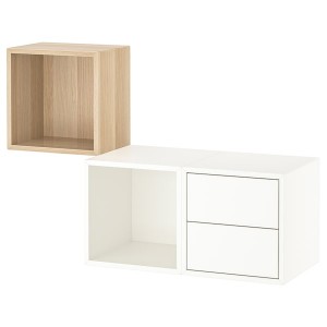 IKEA EKET wall-mounted storage combination, 41 3/8x13 3/4x27 1/2 in White Stained Oak Effect / White, Ikea Ireland | 2510EWMNI