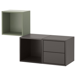 IKEA EKET wall-mounted storage combination, 41 3/8x13 3/4x27 1/2 in Dark Gray / Gray / Green, Ikea Ireland | 2168SFMNC