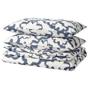IKEA EKPURPURMAL duvet cover and pillowcase(s), Full/Queen (Double/Queen) White Blue / Cloud, Ikea Ireland | 1850WSIBK