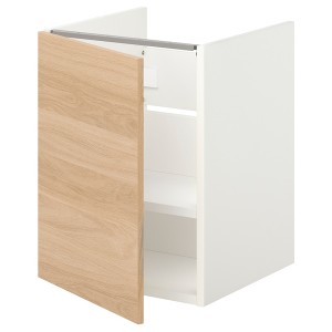 IKEA ENHET Bathroom vanity with 1 door, 18x18 3/4x24 in White / Oak Effect, Ikea Ireland | 7526FGBRT