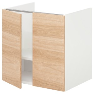 IKEA ENHET Bathroom vanity with 2 doors, 24x18 3/4x24 in White / Oak Effect, Ikea Ireland | 4986XVTSM