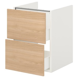 IKEA ENHET Bathroom vanity with 2 drawers, 18x18 3/4x24 in White / Oak Effect, Ikea Ireland | 2670JNCED