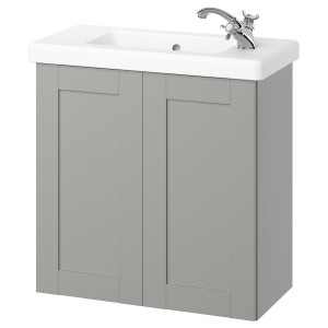 IKEA ENHET / TVÄLLEN Bathroom vanity w doors/sink/faucet, 25 1/2x13 1/8x26 in Gray / Gray Frame, Ikea Ireland | 0187FZTAD