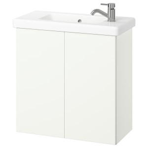 IKEA ENHET / TVÄLLEN Bathroom vanity w doors/sink/faucet, 25 1/2x13 1/8x26 in White, Ikea Ireland | 6451DZYPM