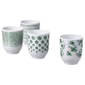 IKEA ENTUSIASM tumbler, 7 oz, 4 pack Patterned / Green, Ikea Ireland | 6753BASKG