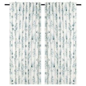 IKEA EVERESTBJÖRK curtains, 1 pair, floral pattern, 57x98 in, Ikea Ireland | 2654UJBKC