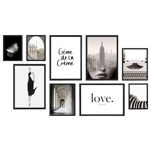 IKEA FISKBO frame with poster, set of 9, crème de la crème, Ikea Ireland | 8027EOGJN