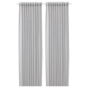 IKEA FJÄDERMOTT curtains, 1 pair, white/gray, 57x98 in, Ikea Ireland | 2780QEJDW