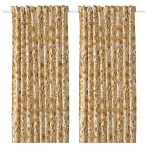 IKEA FLENTIMOTEJ curtains, 1 pair, light beige/floral pattern, 57x98 in, Ikea Ireland | 3967LHYMQ