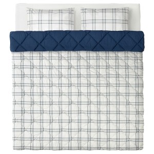 IKEA FÄLTNARV comforter and pillowcase(s), King Beige / Blue Check, Ikea Ireland | 7642RBOFC