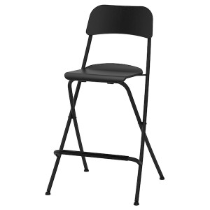 IKEA FRANKLIN Bar stool with backrest, foldable, black, black, Width: 19 5/8 in. Find it here!, Ikea Ireland | 6018MXICA