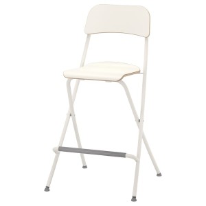 IKEA FRANKLIN bar stool with backrest, foldable, white/white, 24 3/4 in, Ikea Ireland | 1587UYZPS