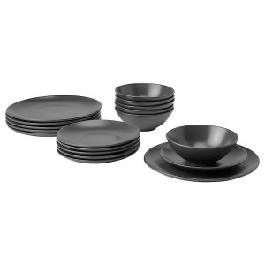 IKEA FÄRGKLAR 18-piece dinnerware set Matte Dark Gray, Ikea Ireland | 8567VPJHT