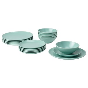 IKEA FÄRGKLAR 18-piece dinnerware set Matte Light Turquoise, Ikea Ireland | 7420HQDAR