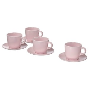IKEA FÄRGKLAR cup and saucer, 8 oz, 4 pack Matte Light Pink, Ikea Ireland | 1570XYQGI