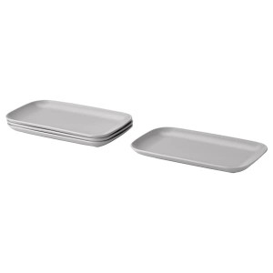 IKEA FÄRGKLAR plate, 12x7 in, 4 pack Matte Light Gray, Ikea Ireland | 0359URJTD